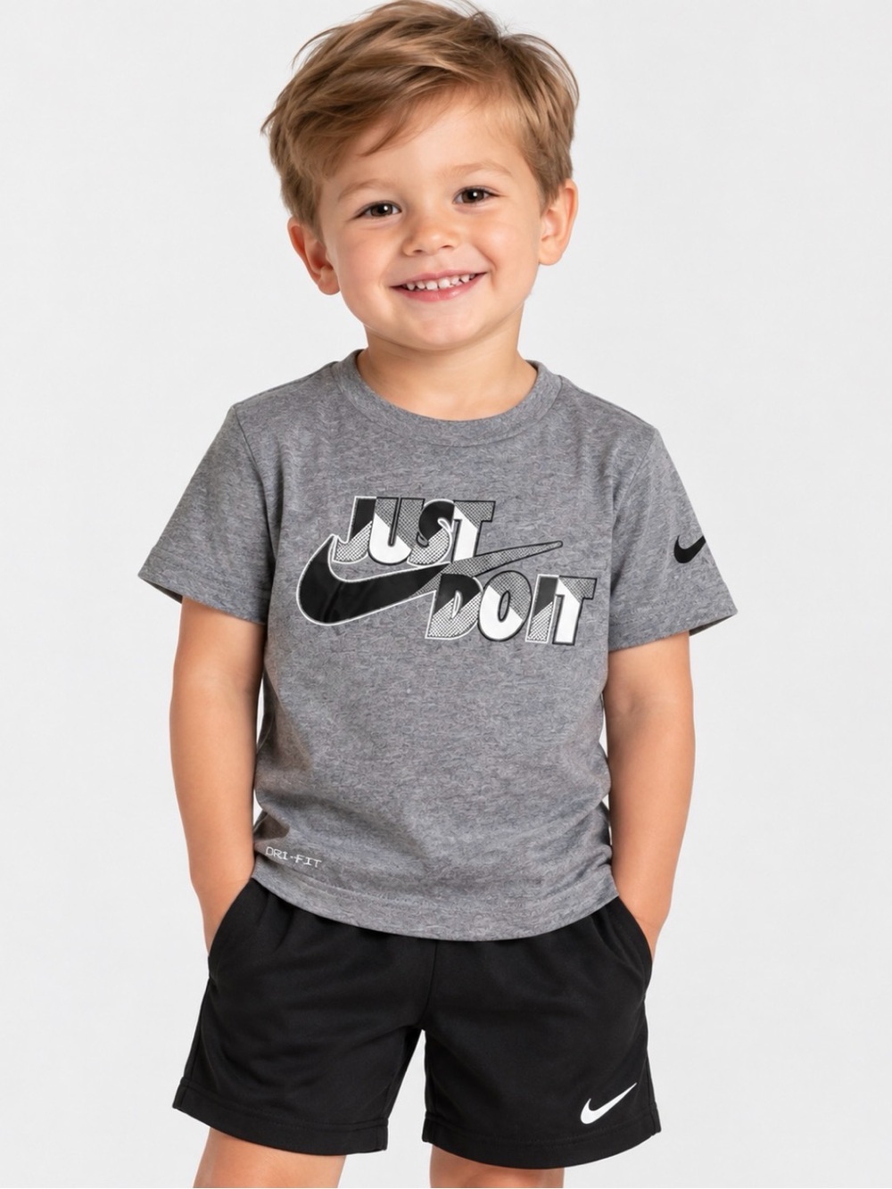 NWT Nike Gray 'Just Do It' Short Sleeve Tee for Kids